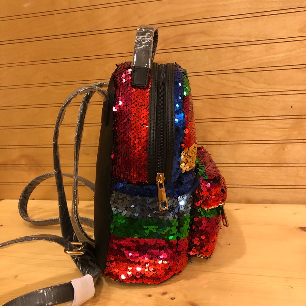 Sequin Multicolored Striped Backpack - Picture 2 of 5